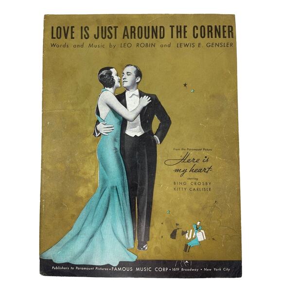 1934 Love Is Just Around The Corner Sheet Music Robin Gensler Here is My Heart - Picture 1 of 5